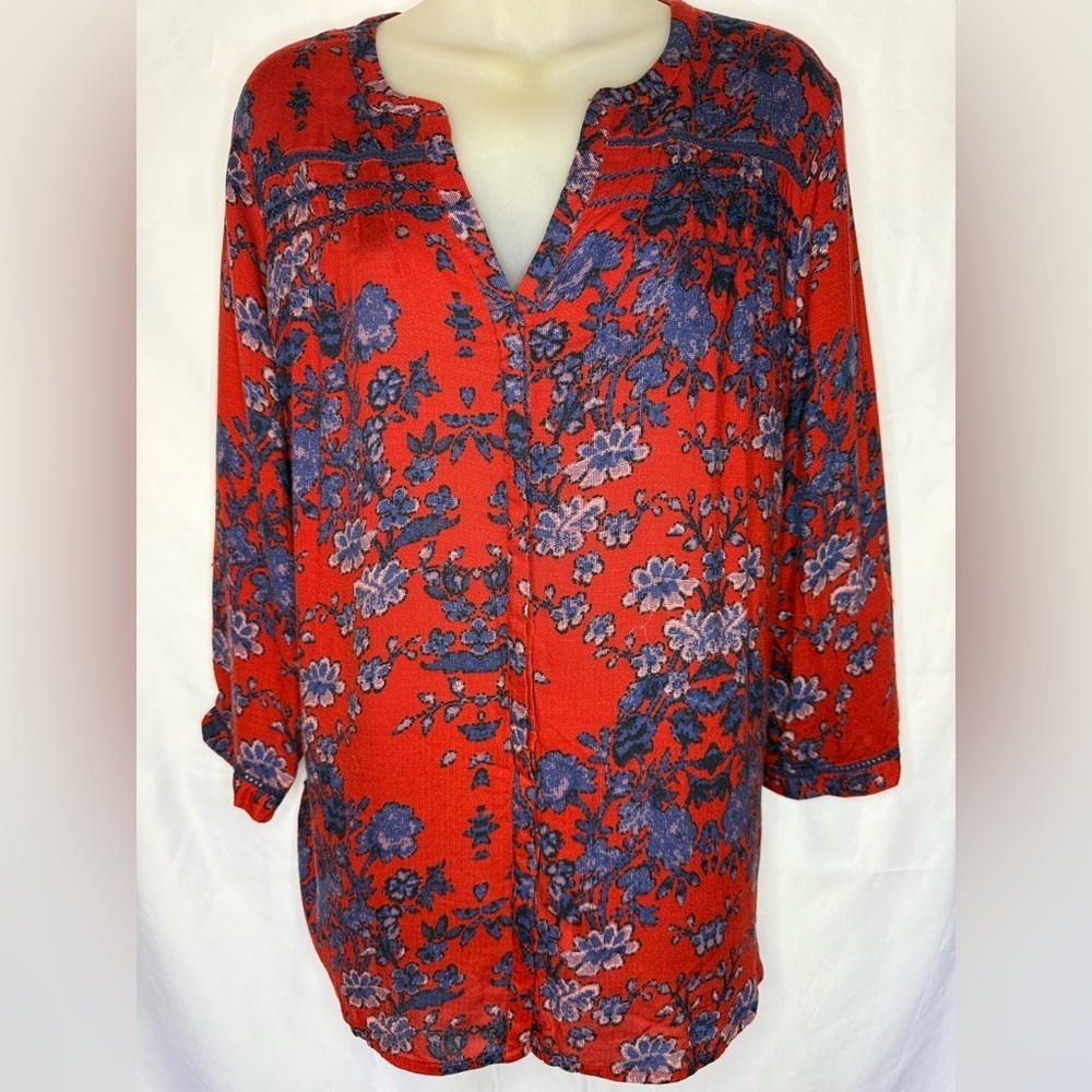 🌺 Lucky Brand Boho Floral Top – Size XXL – For Your Chill-Goddess Era 🌺